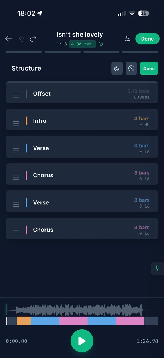 Structured like real music