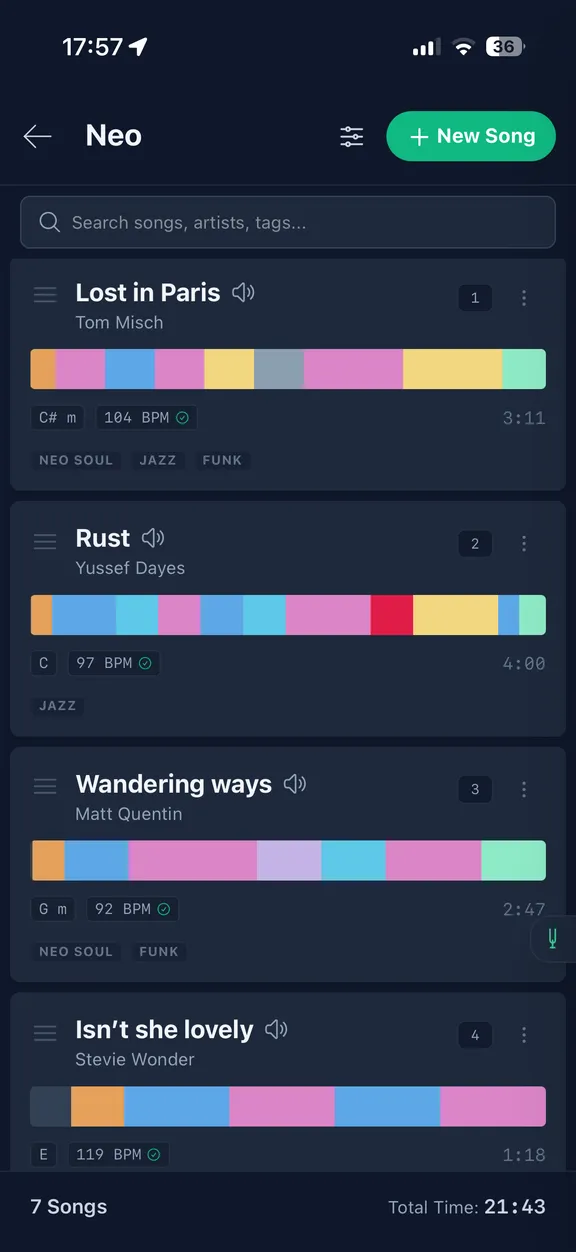 SongForm — song settings